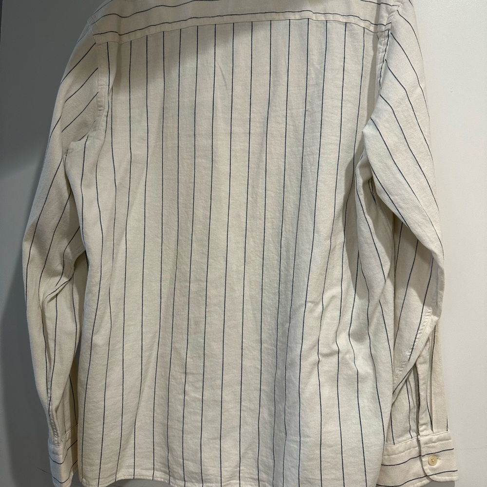 Textured Striped Button Down - Beige and Blue - Brand New - Size XL